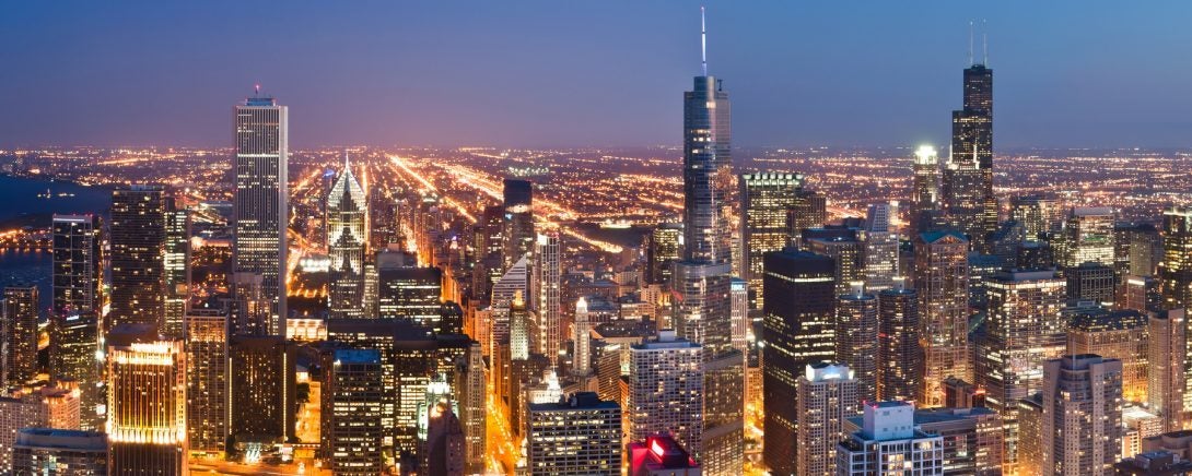 Chicago skyline at night