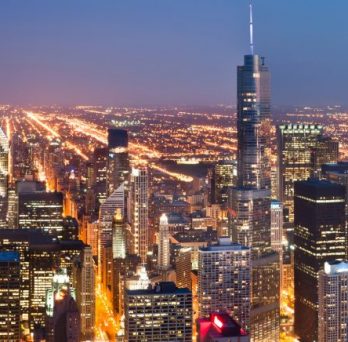 Chicago skyline at night 