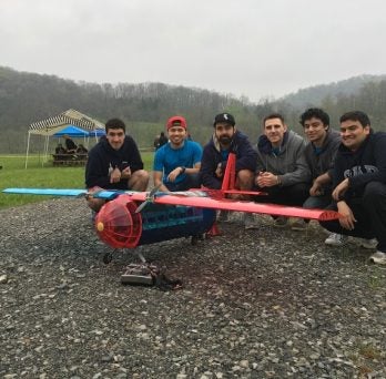 Students with their plane 
