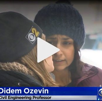 Professor Didem Ozevin talks with CBS reporter 