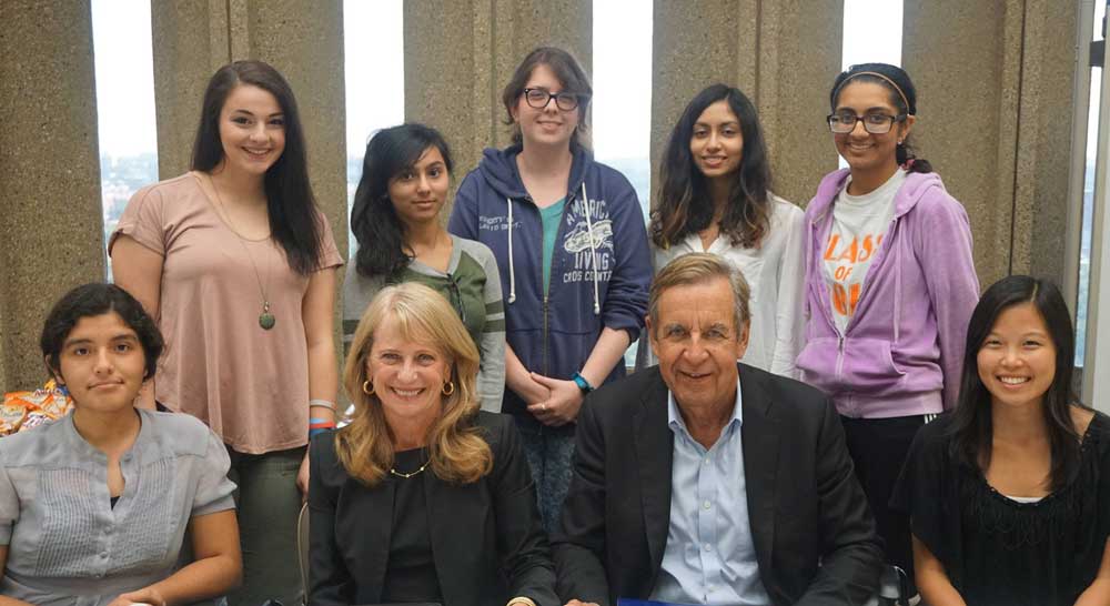 John and Susan Major with students