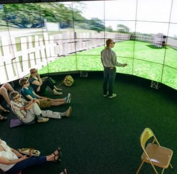 Audience viewing a virtual reality environment 
