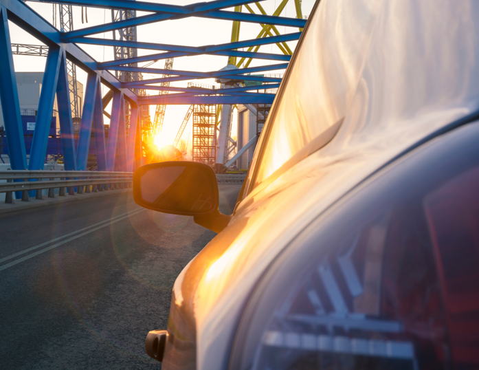 autonomous vehicle on a bridge