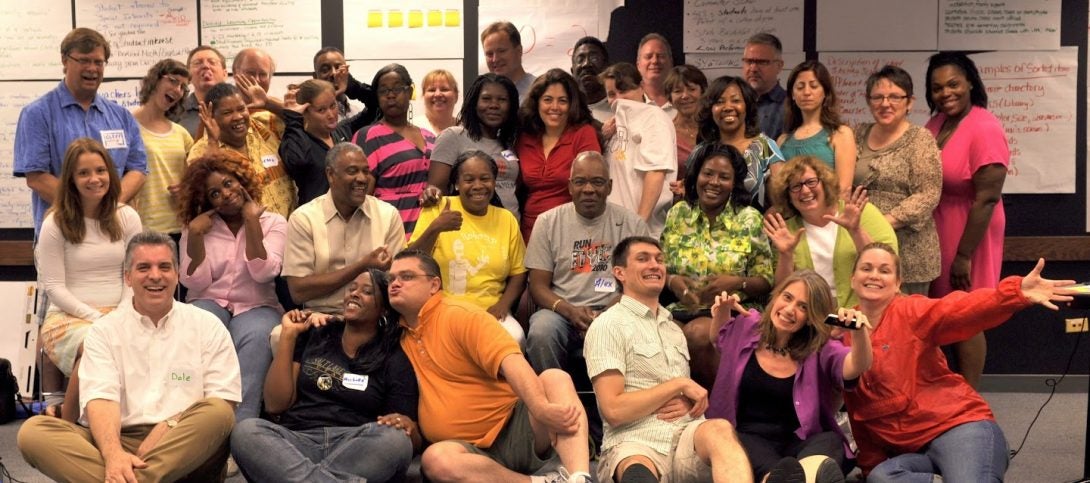 Dale Reed (front row, left) with Chicago Public Schools teachers at a computer science professional development session