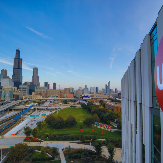 Chicago skyline from UIC campus
