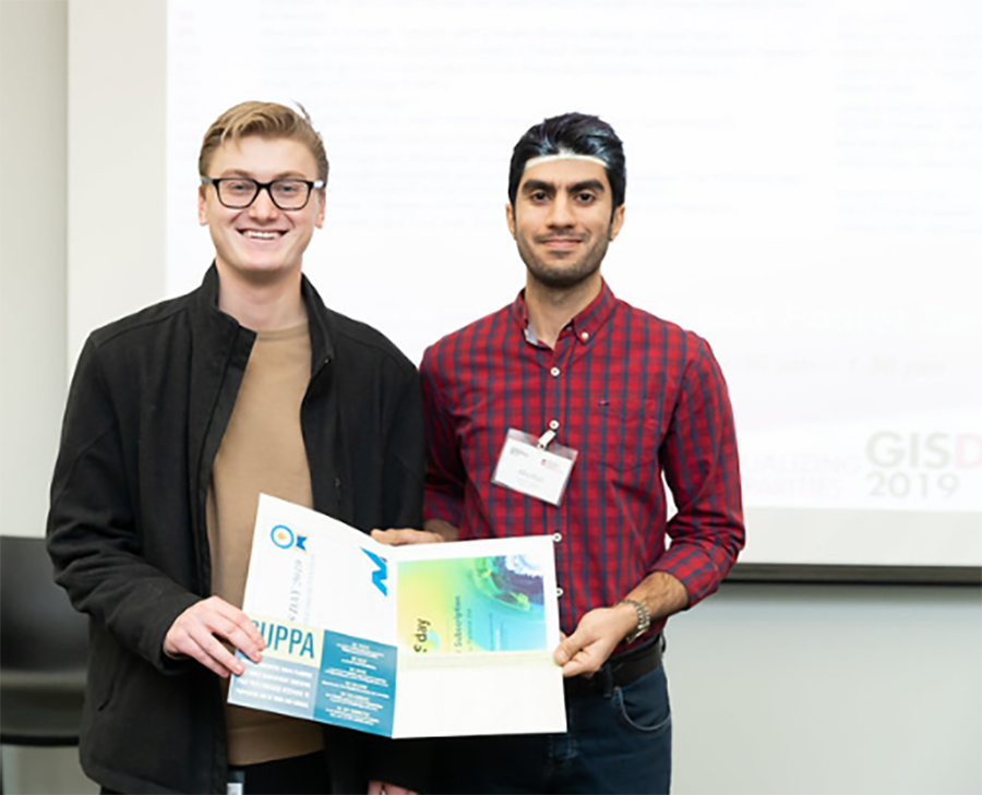 Abolfazl Seyrfar, a student in Civil and Materials Engineering, won the first-place award during the UIC GIS Day 2019 at the College of Urban Planning.