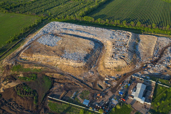 Aerial view of landfill
