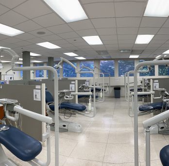 Empty classroom at UIC College of Dentistry. Researchers from UIC's College of Engineering had a breakthrough that can mitigate COVID-19 contamination in dental clinics. 