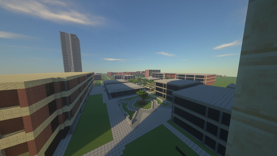 Minecraft rendering of a part of UIC's East Campus