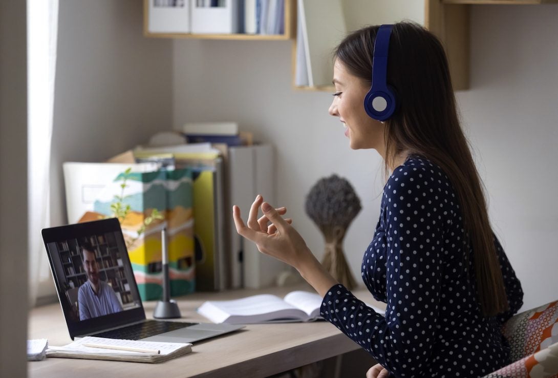 Student conducting a remote interview