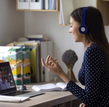 Student conducting a remote interview 