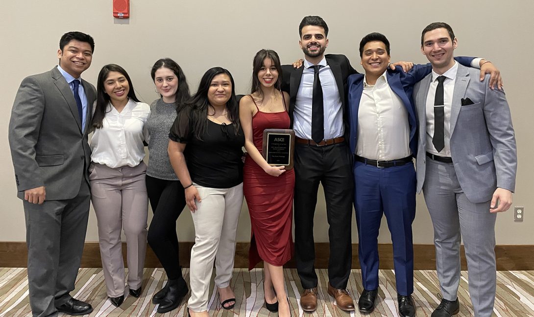 UIC’s student chapter of ASCE won first place win in the Sustainable Solutions competition at the 2022 Western Great Lakes Student Conference