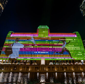 Chicago Design Through the Decades  projected onto theMART 