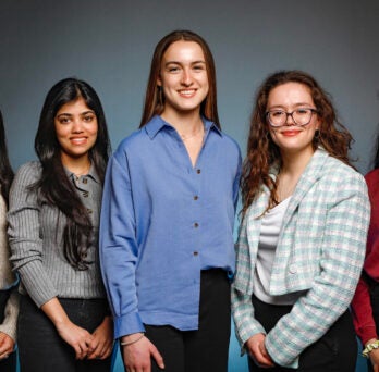 University of Illinois Chicago College of Engineering BME Expo team members Jennifer Meza, Waeezah Waqar, Rene Sieracki, Julie Gawenda, and Mary Ashley Tenedor.
                  
