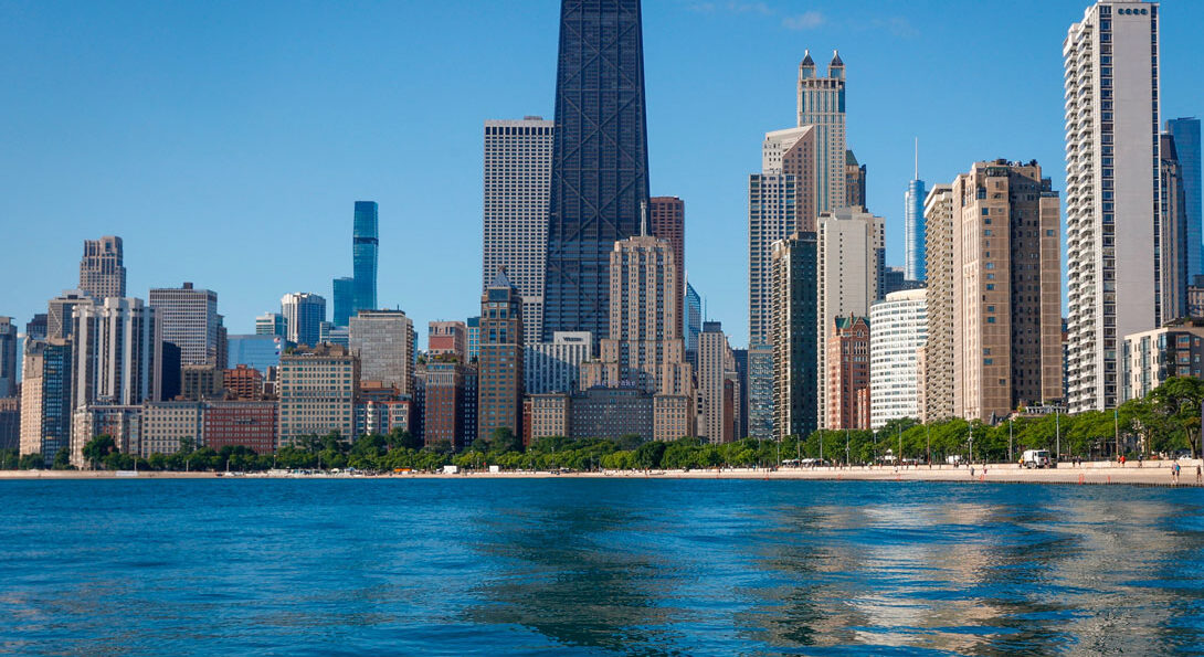 View of Chicago from lake Michigan