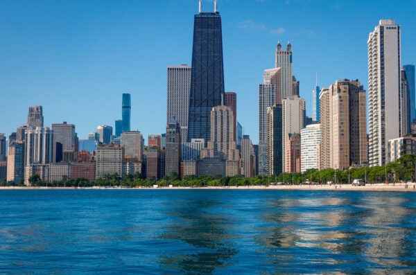 Chicago skyline from lake Michigan