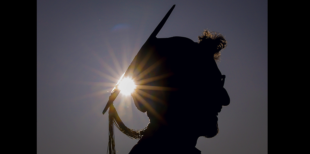 Silouette of student at graduation ceremony