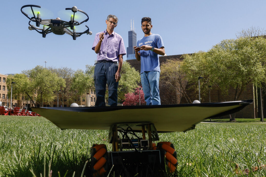 UIC College of Engineering Assistant Professor Pranav Bhounsule, left, and student Subramanian Ramasamy.
