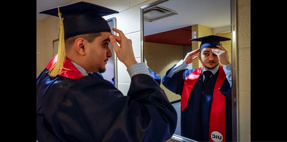 Graduate getting ready