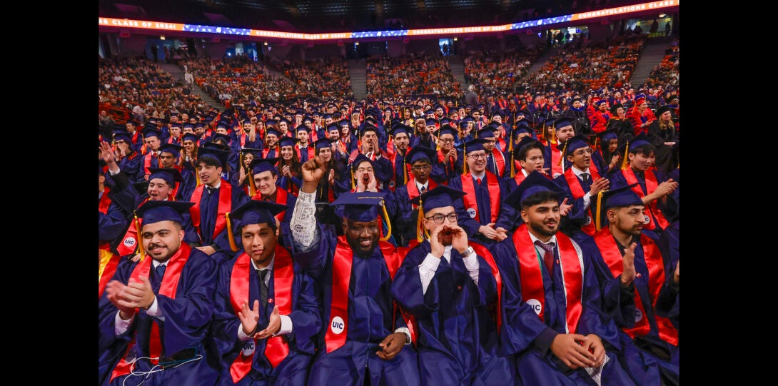 Wide shot of graduating group