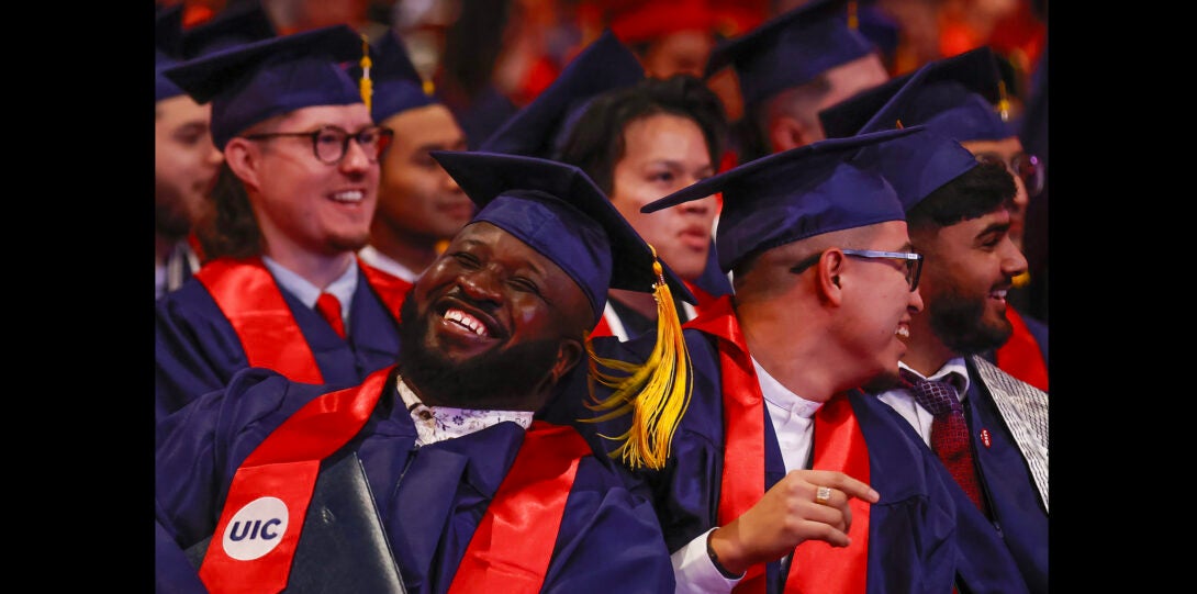 happy student in graduating group