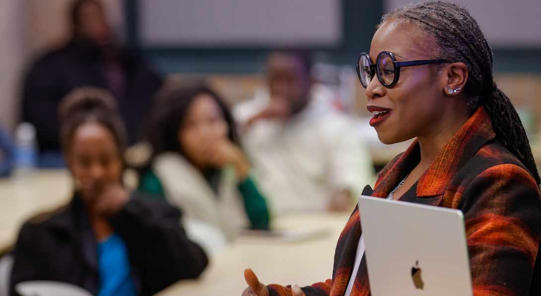 Dean Lola Eniola-Adefeso speaks at NSBE event
